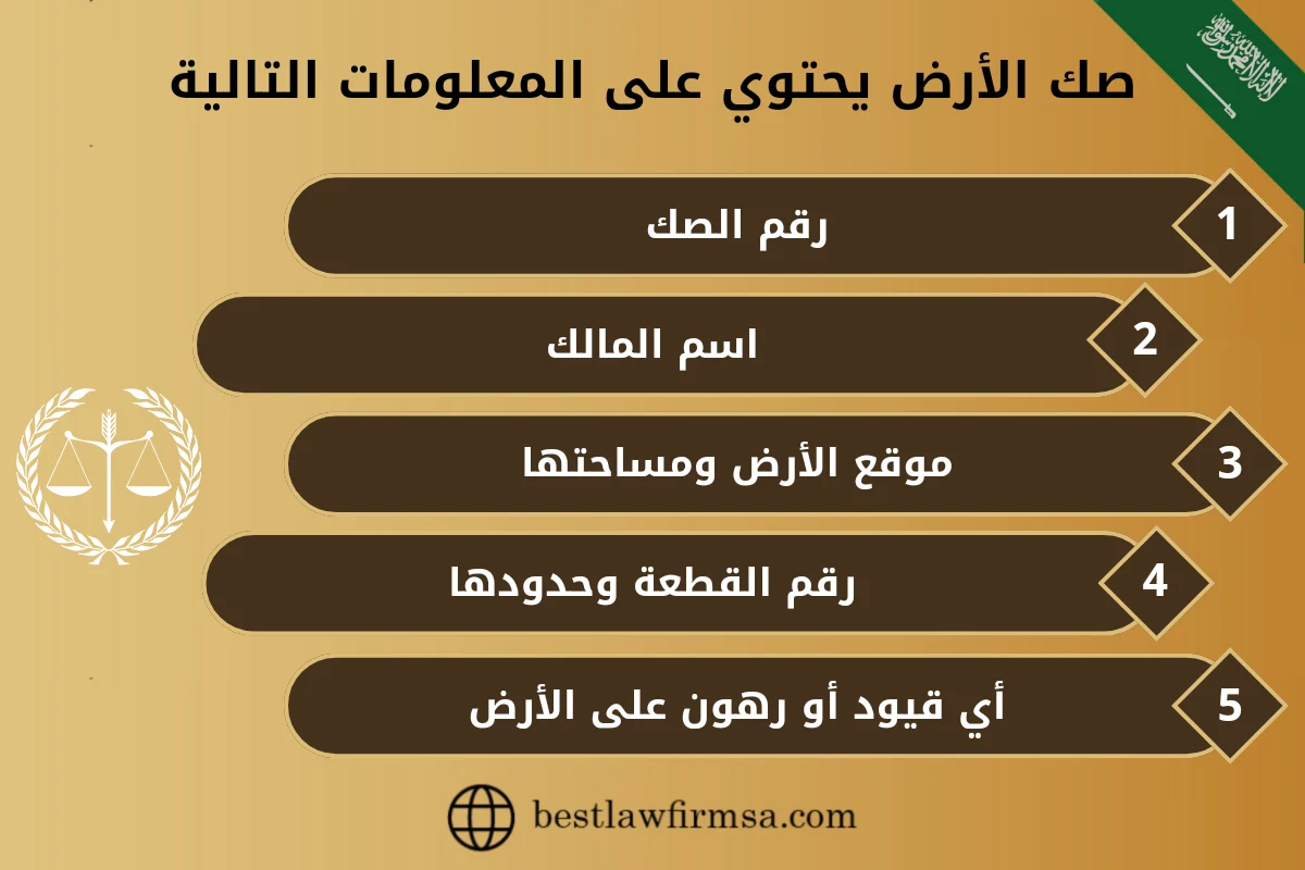 صك الأرض يحتوي على المعلومات التالية